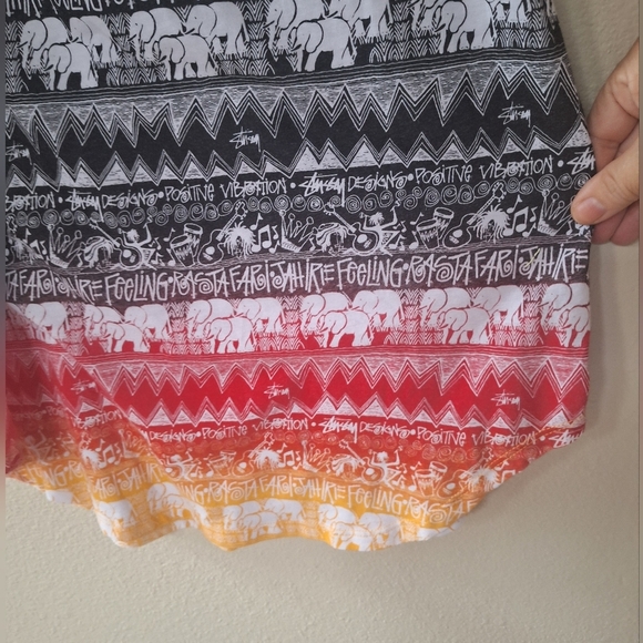 Stussy Womens Elephant Print Wide Arm Tunic Tank Top India Print Size M - Picture 4 of 5